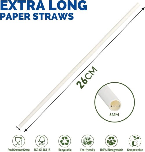 Paper straws white (10,000 pcs)