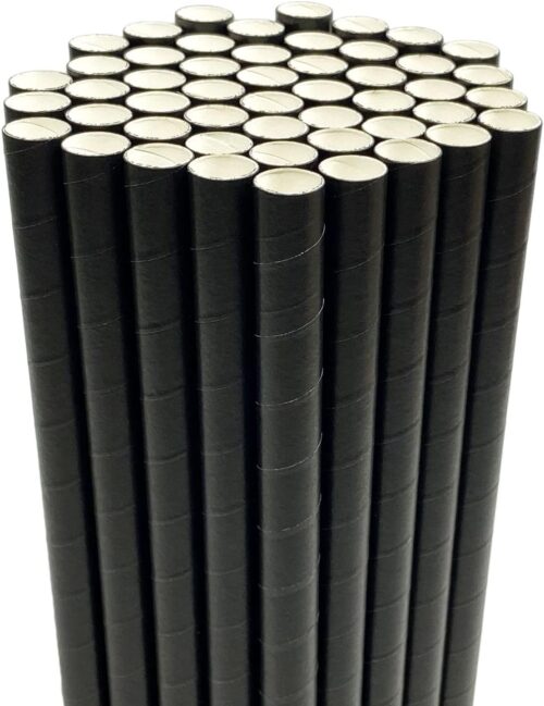 Paper straws black 12*197mm