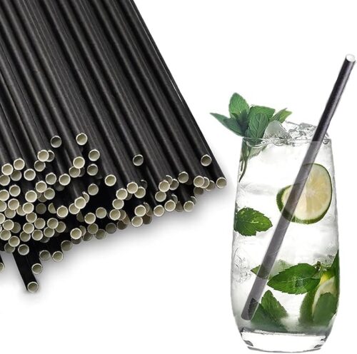 Paper straws black 6*197mm